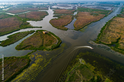 Aerial photo of jiulongkou wetland, Yancheng City, Jiangsu Province, China