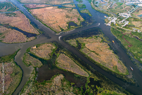 Aerial photo of jiulongkou wetland, Yancheng City, Jiangsu Province, China photo