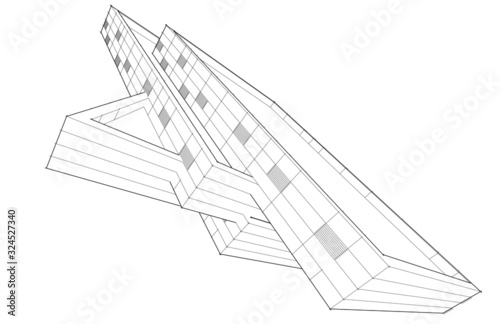 house building sketch architecture 3d illustration