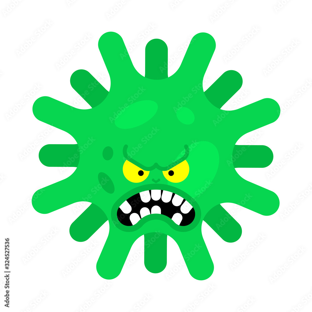 Angry Coronavirus molecule. Evil virus. Epidemic concept illustration Angry Coronavirus molecule. Evil virus. Epidemic concept illustration