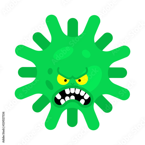 Angry Coronavirus molecule. Evil virus. Epidemic concept illustration  