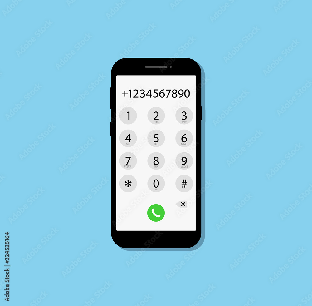 Dialing a number in phone. Flat design. Dialing a number in phone. Flat design.