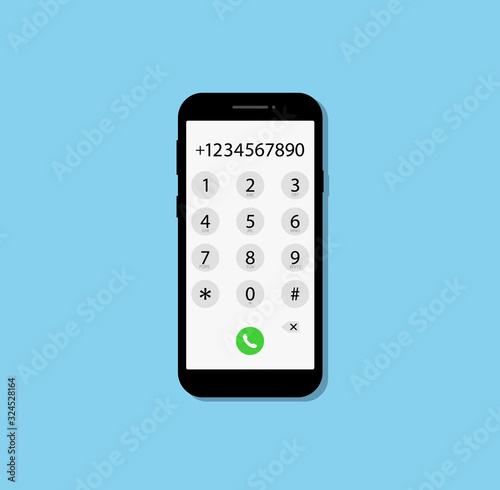Dialing a number in phone. Flat design.