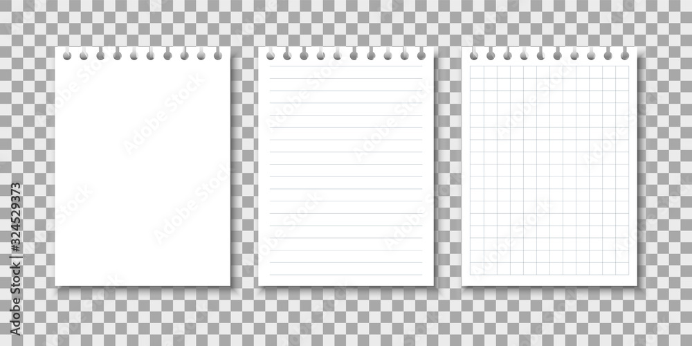 Obraz premium Notepad sheets. Set of copybook pages. Vector