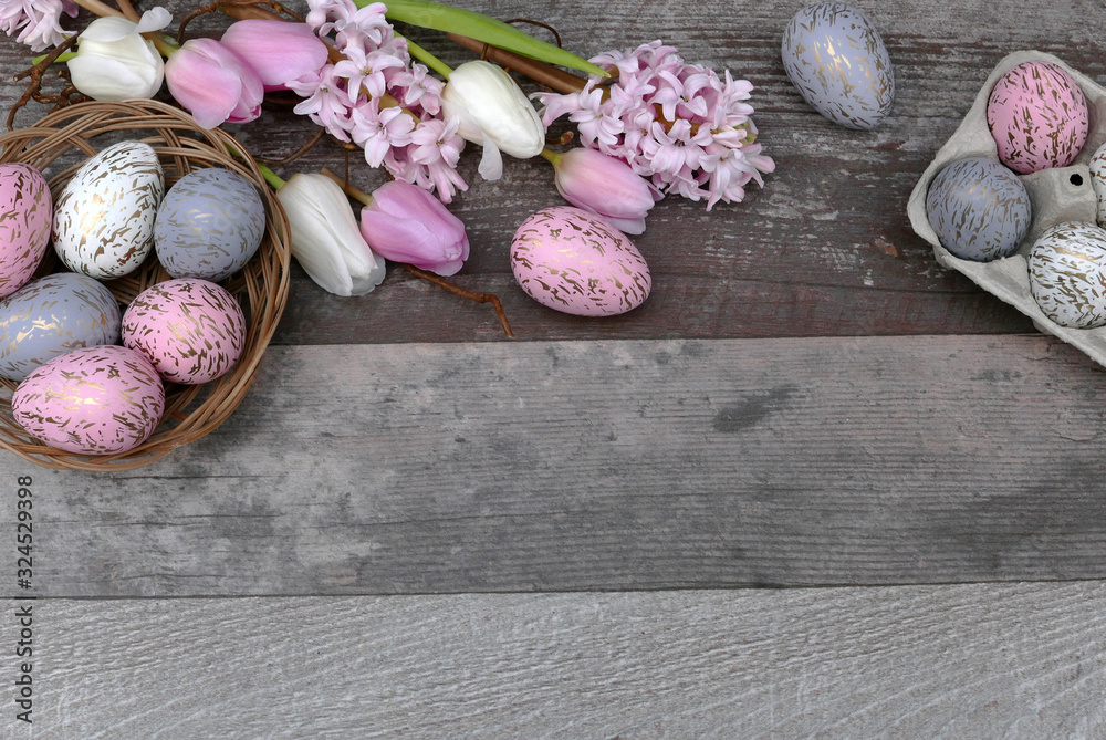 Easter eggs with tulips and hayacinths Easter eggs with tulips and hayacinths