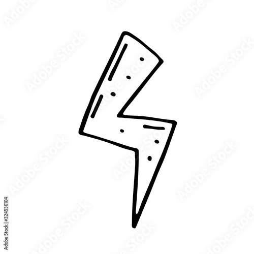 Power flash doodle hand drawn vector illustration, sticker, icon, design element. Black monochrome design. Isolated on white background. Easy to change color. Feminism symbol.  