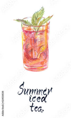 Illustration of glass of summer iced tea