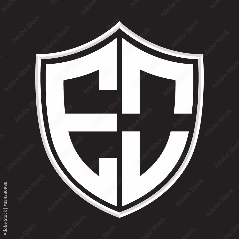 EO Logo monogram with shield shape isolated on outline design template