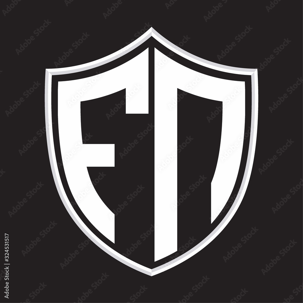 FN Logo monogram with shield shape isolated on outline design template FN Logo monogram with shield shape isolated on outline design template