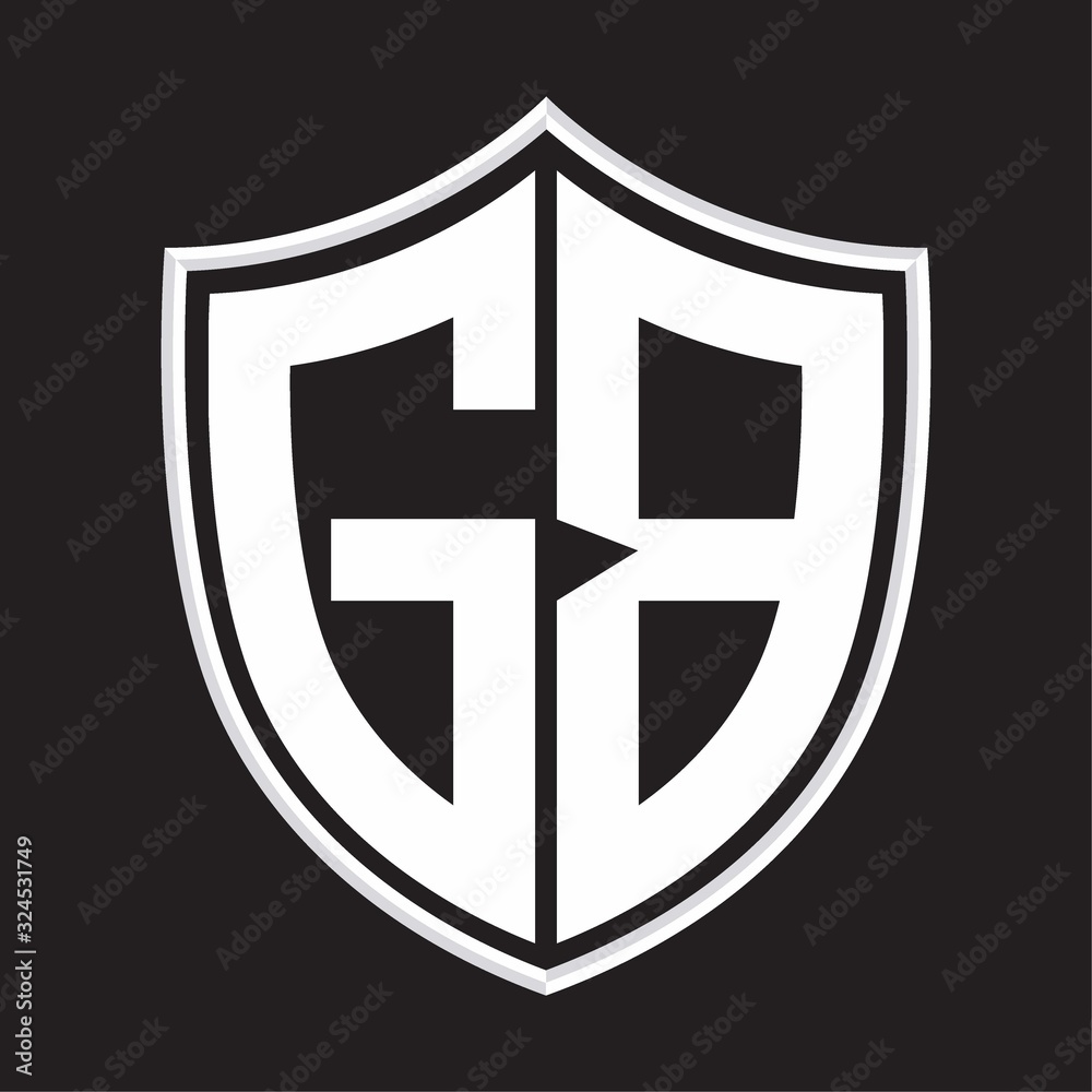 GB Logo monogram with shield shape isolated on outline design template GB Logo monogram with shield shape isolated on outline design template