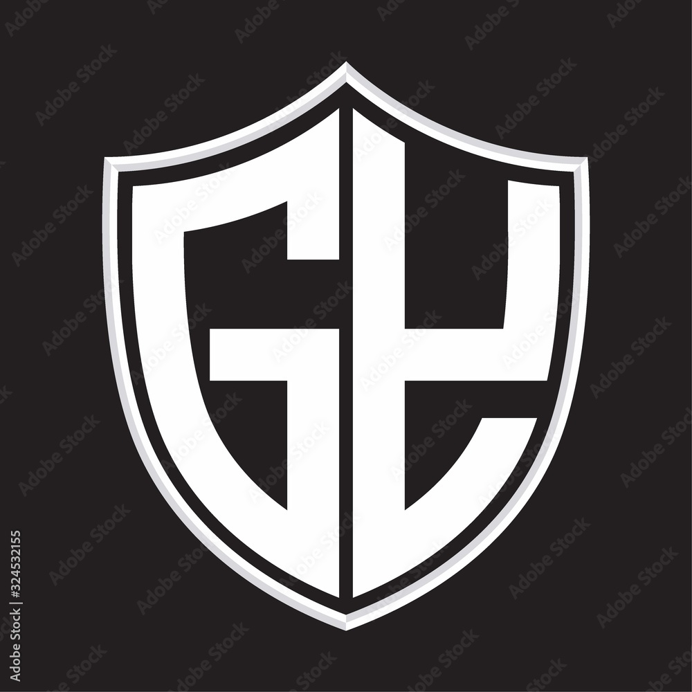 GY Logo monogram with shield shape isolated on outline design template GY Logo monogram with shield shape isolated on outline design template