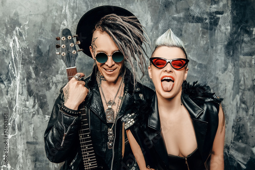Fotografie, Obraz two stylish punk people