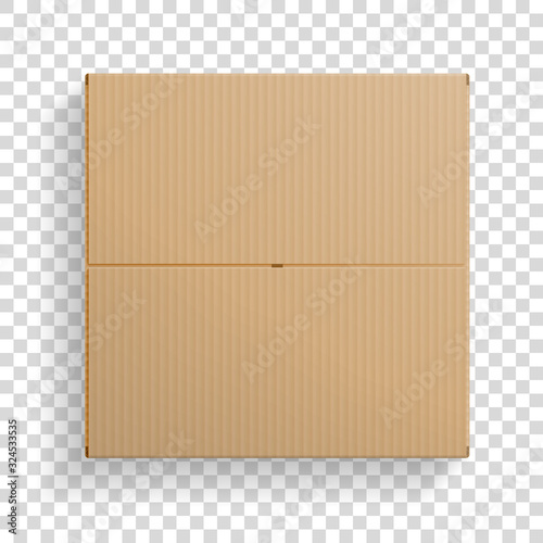 Realistic cardboard box, opened top view