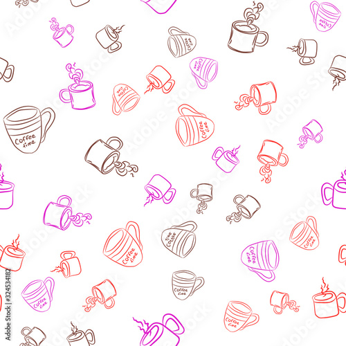 Coffee seamless vector pattern for Cup mug, restaurant or cafe menu design. 