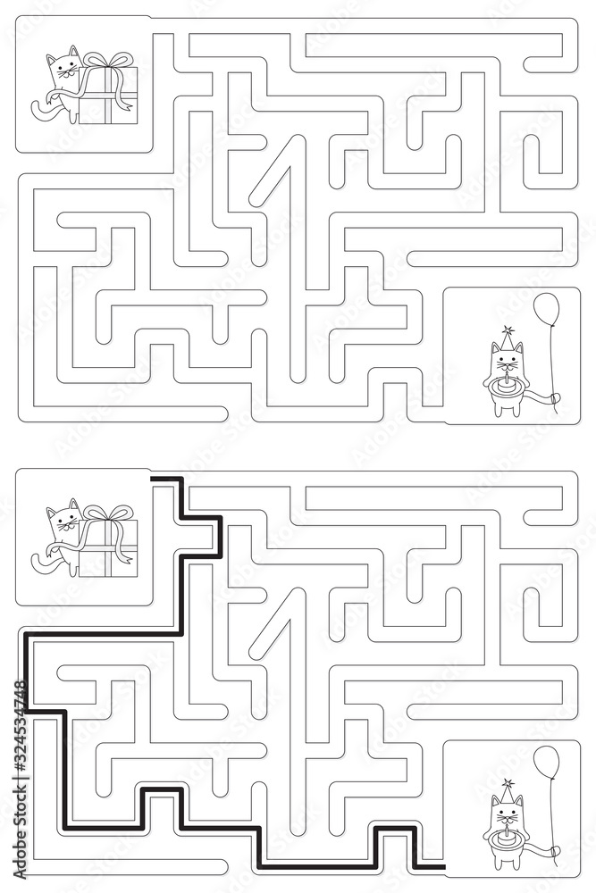 Easy cat maze - learning number 1