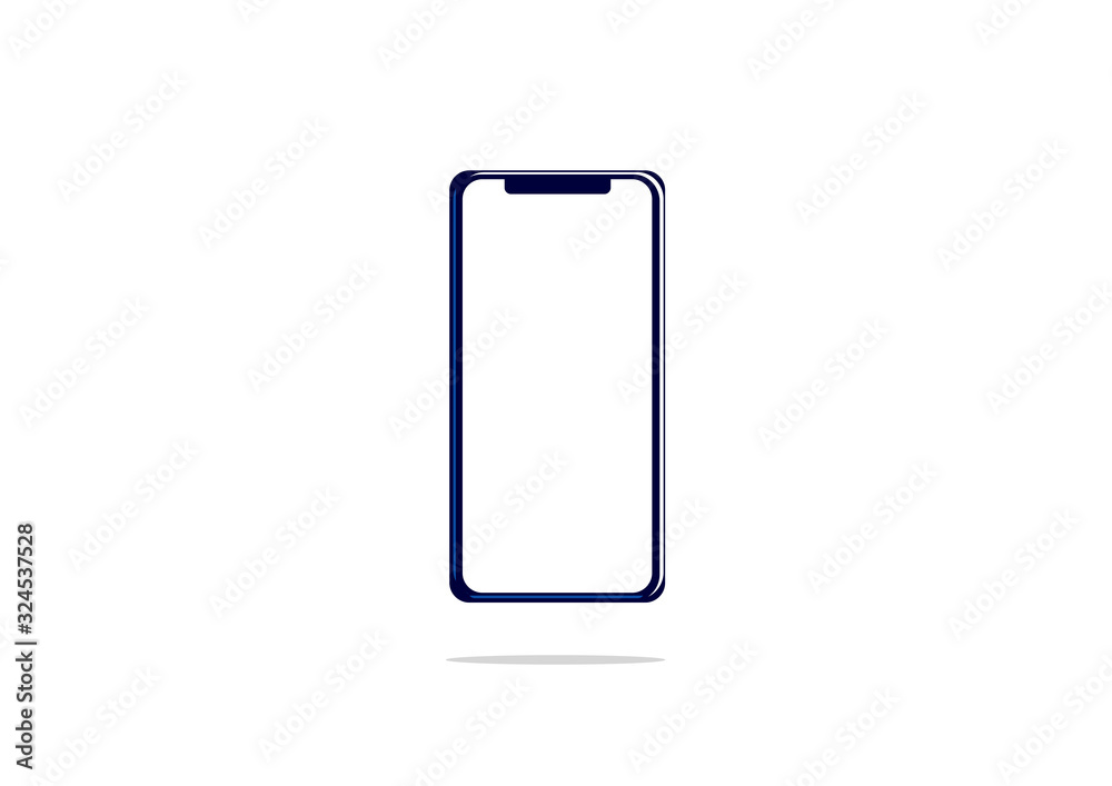 Vector illustration of a mockup of a modern cell phone or mobile phone with a blank screen with copy space isolated on white background Vector illustration of a mockup of a modern cell phone or mobile phone with a blank screen with copy space isolated on white background