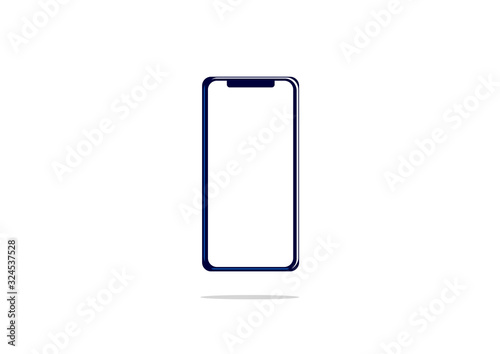 Vector illustration of a mockup of a modern cell phone or mobile phone with a blank screen with copy space isolated on white background