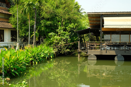 Floating coffee house on water