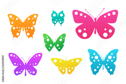 Set of colorful butterflies