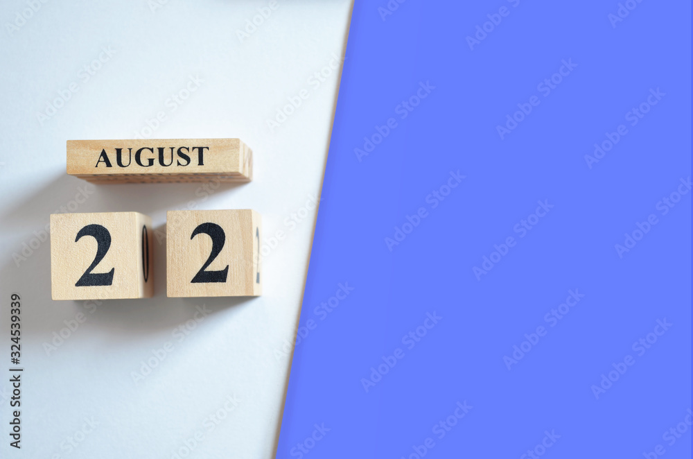 August 22, Empty white - Blue background. August 22, Empty white - Blue background.