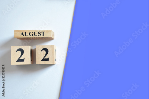 August 22, Empty white - Blue background.
