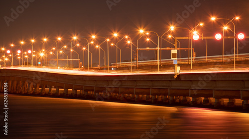 Ted Smout Memorial Bridge at night taken from brighton park