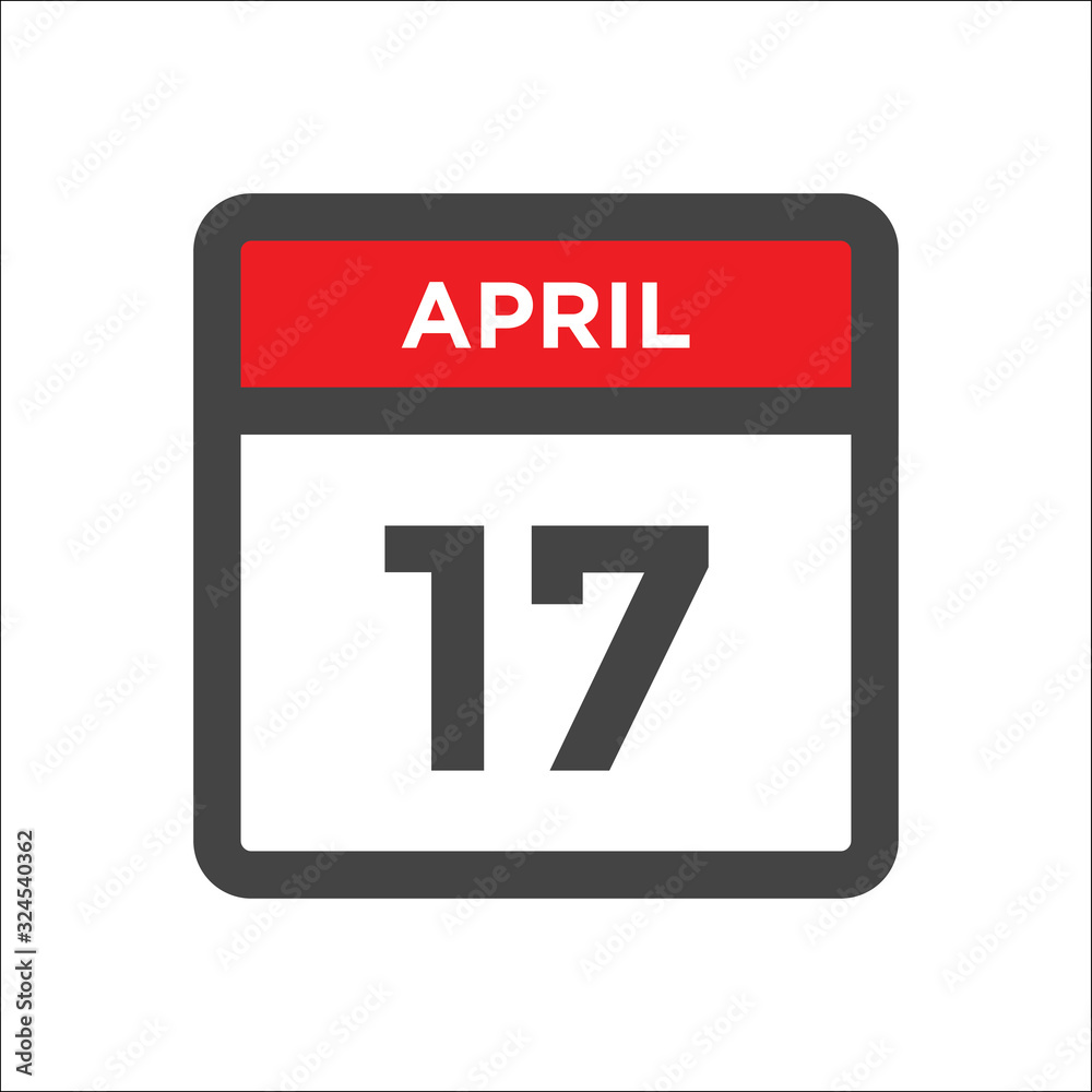 April 17 calendar icon with day of month April 17 calendar icon with day of month
