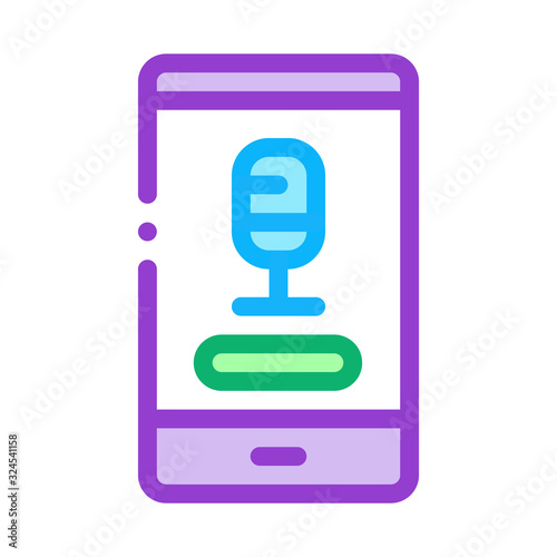 Phone Recording Icon Vector. Outline Phone Recording Sign. Isolated Contour Symbol Illustration