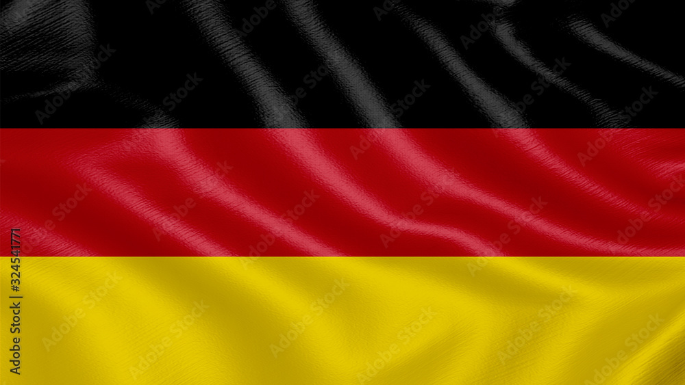 Obraz premium Flag of Germany. Realistic waving flag 3D render illustration with highly detailed fabric texture.
