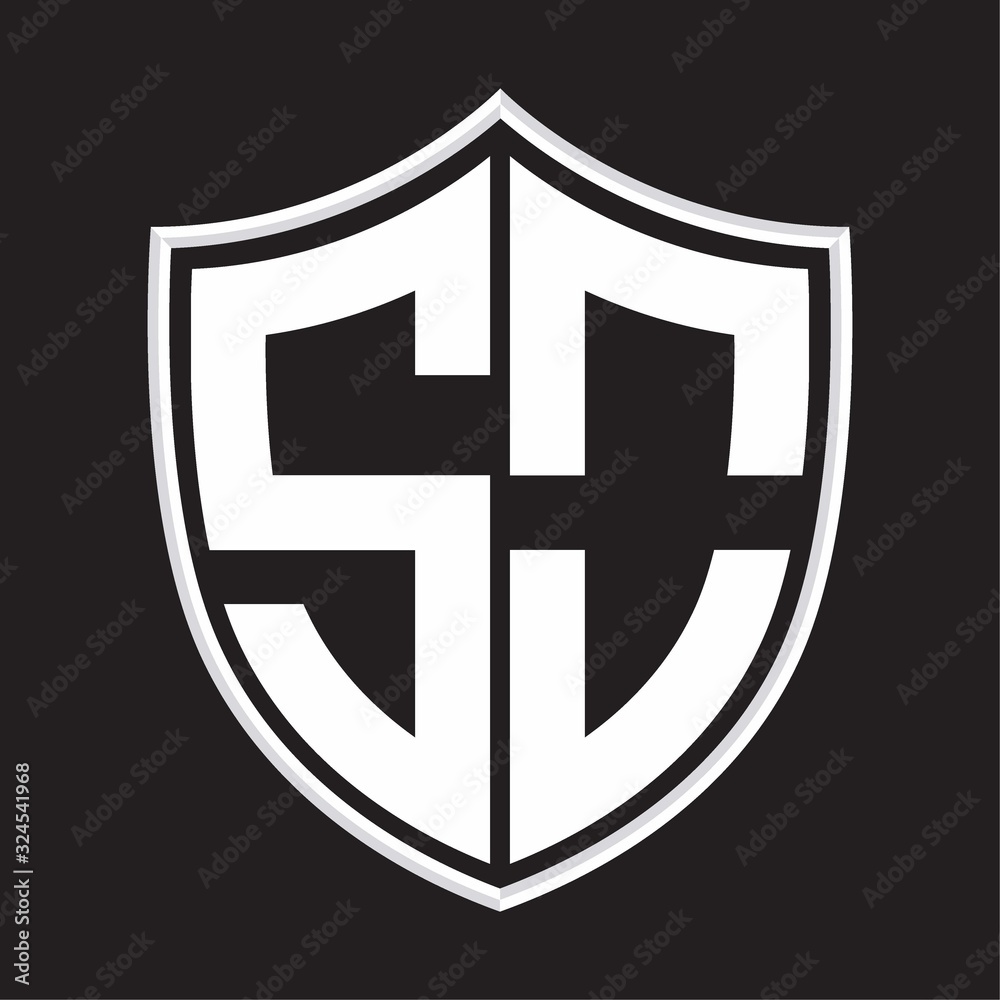 SO Logo monogram with shield shape isolated on outline design template SO Logo monogram with shield shape isolated on outline design template