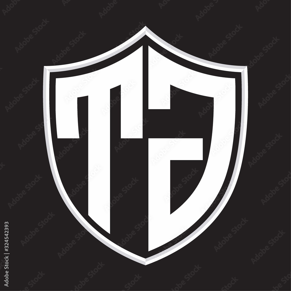 TG Logo monogram with shield shape isolated on outline design template TG Logo monogram with shield shape isolated on outline design template