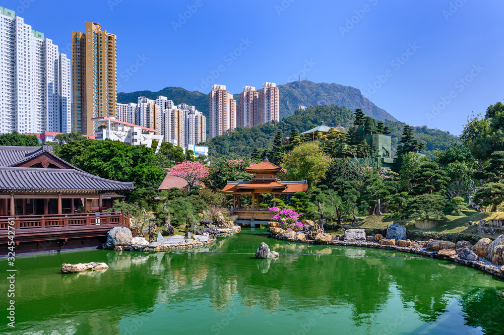 Landscape of  Nan Lian Garden in Hong Kong
