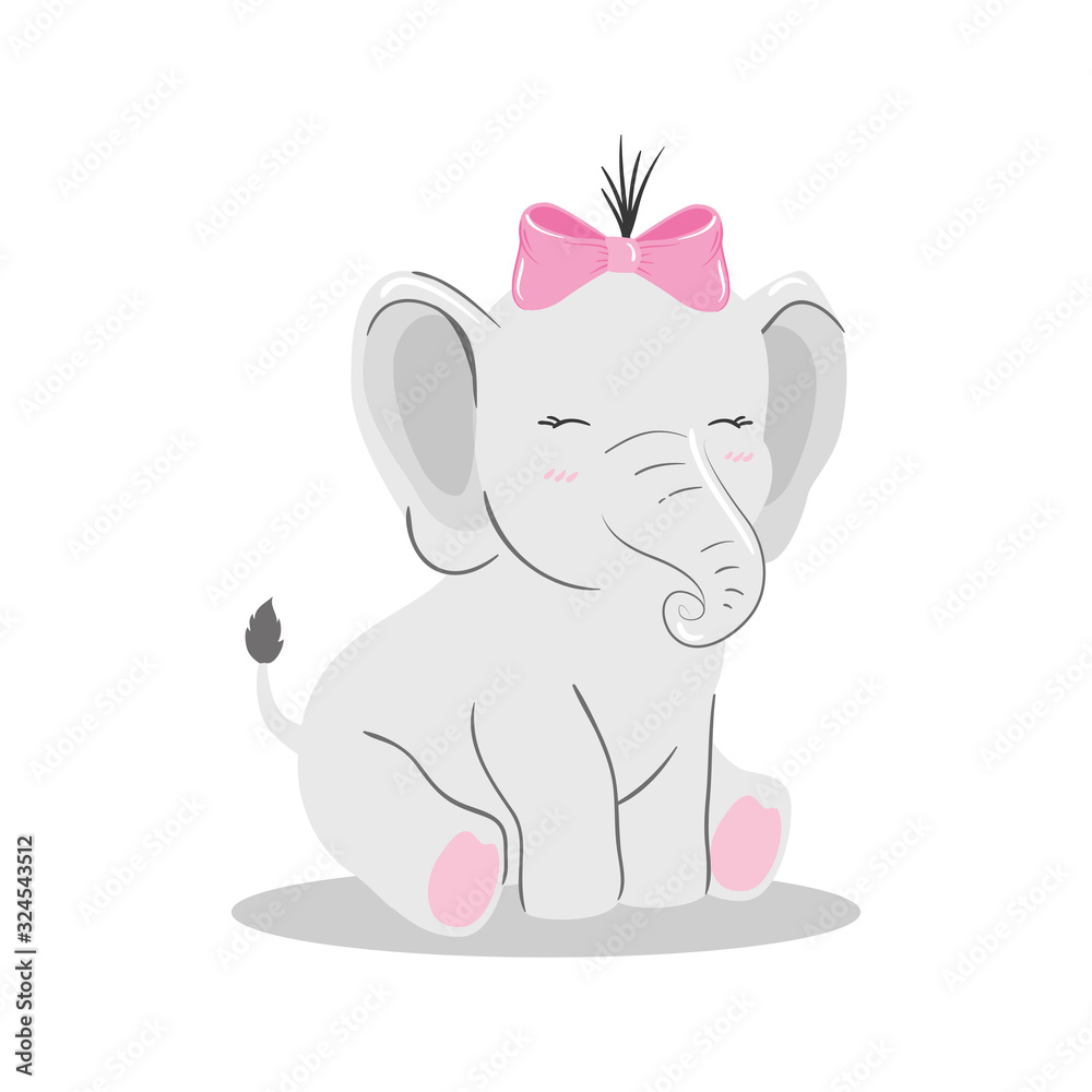 Fototapeta premium cute elephant female in white background vector illustration design