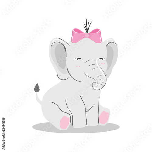cute elephant female in white background vector illustration design