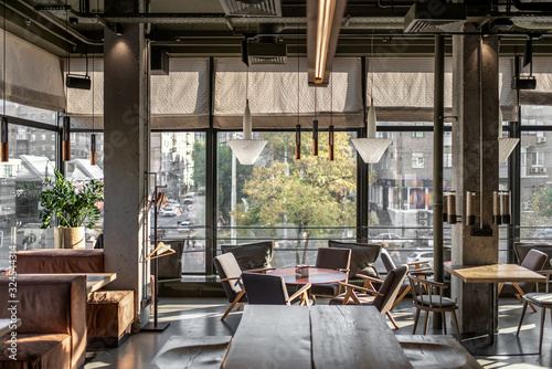 Interior of modern cafe in loft style