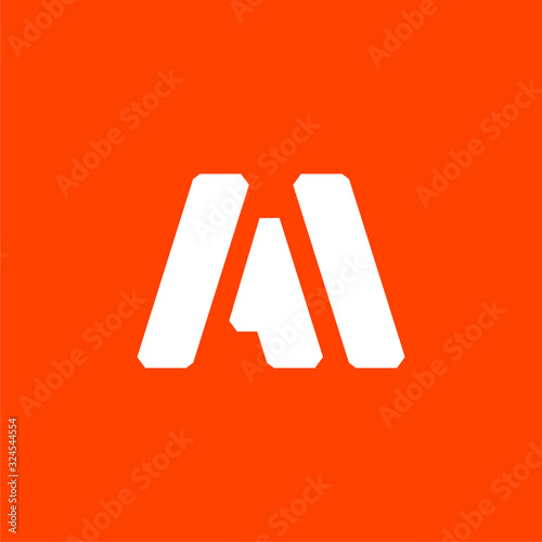 Initial letter AM or MA logo template with simple line art symbol in flat design monogram illustration
