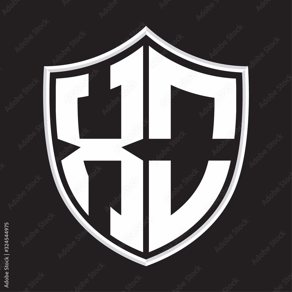 XO Logo monogram with shield shape isolated on outline design template XO Logo monogram with shield shape isolated on outline design template