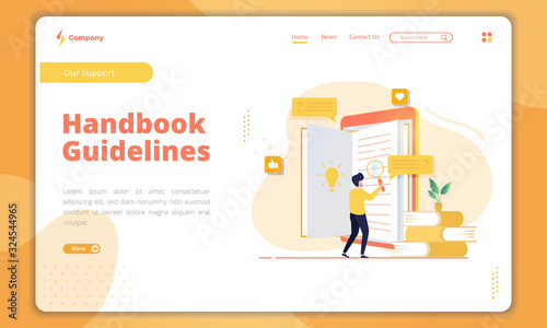 Handbook guidelines concept on landing page template