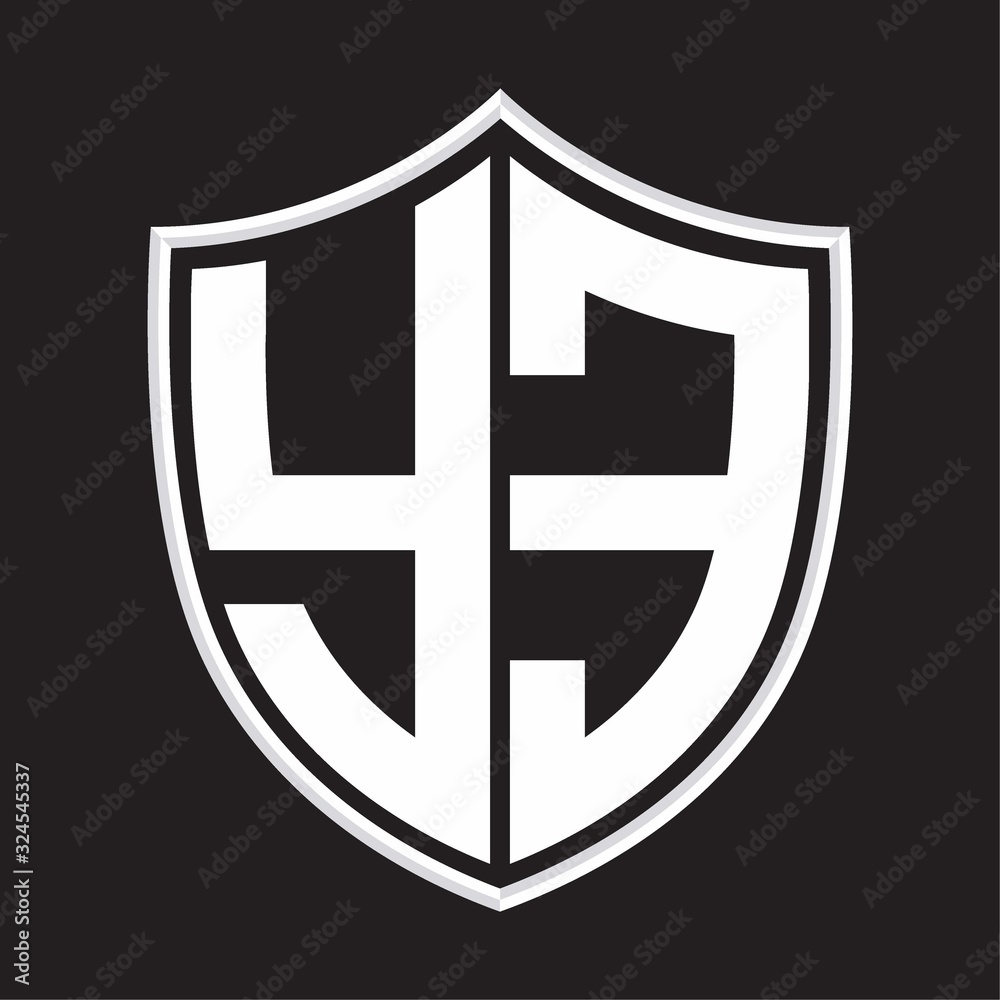 YE Logo monogram with shield shape isolated on outline design template YE Logo monogram with shield shape isolated on outline design template
