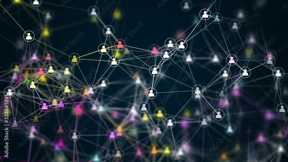 Fototapeta premium Social network connection. Community technology background.