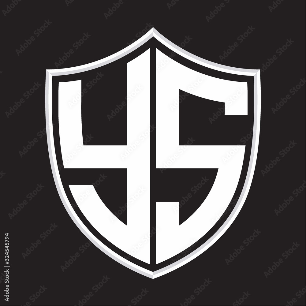 YS Logo monogram with shield shape isolated on outline design template YS Logo monogram with shield shape isolated on outline design template