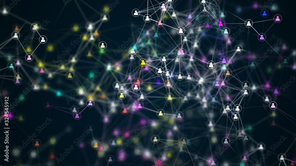 Obraz premium Social network connection. Community technology background.