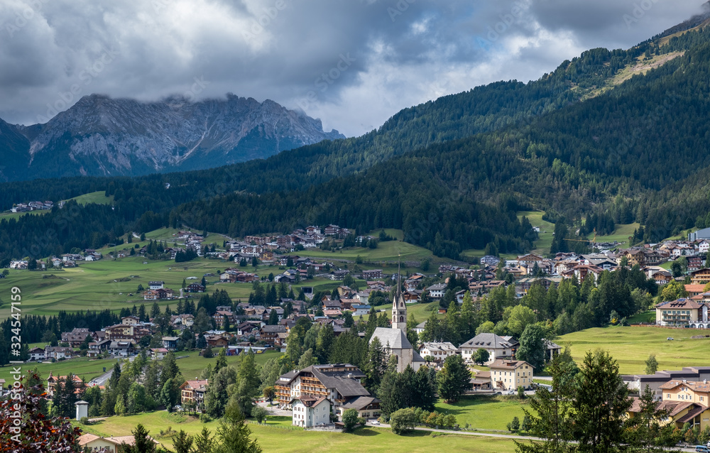 View of Pozza di Fassa, a commune in Trentino at the northern Italia