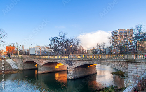 Wroclaw, Poland, February 2020. Olawski Bridge over the Olawa River. Constructed during 1882–1883 designed by Alexander Kaumann