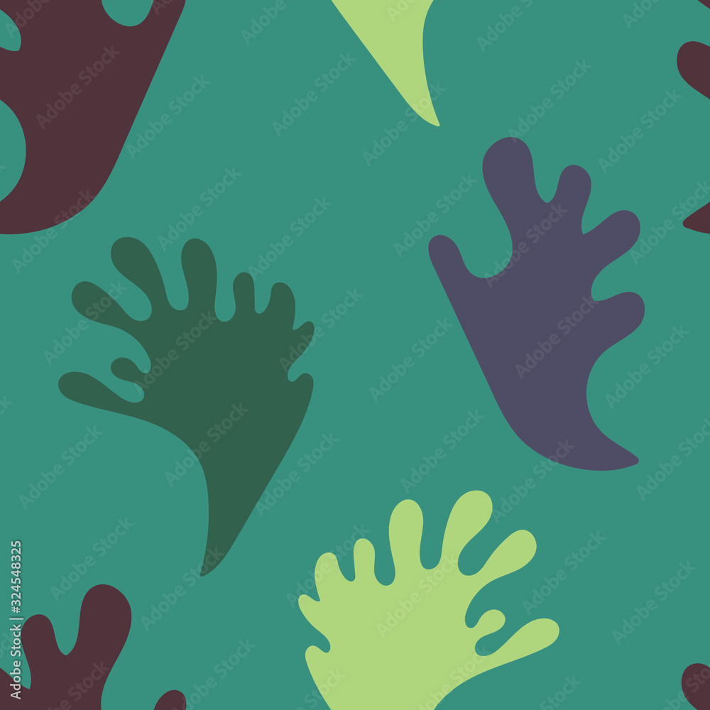 Obraz premium seaweed green violet abstract pattern on turquoise background