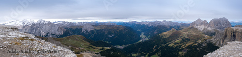 Large panoramic view on the Italian Dolomite from Sass Pordoi Terrazza Delle Dolomiti © vadiml