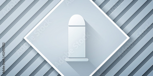 Paper cut Bullet icon isolated on grey background. Paper art style. Vector Illustration