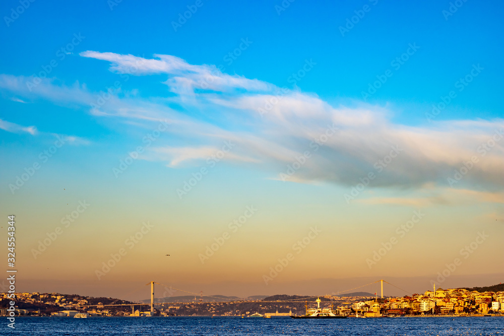 sunset over the city view of istanbul turkey
