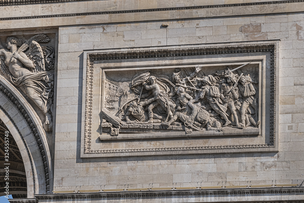 Arc de Triomphe de l'Etoile on Charles de Gaulle Place, Paris, France. Arc is one of the most famous monuments in Paris.
