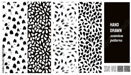 Set of seamless patterns. Fur texture or animal skin patterns. Vector illustration.